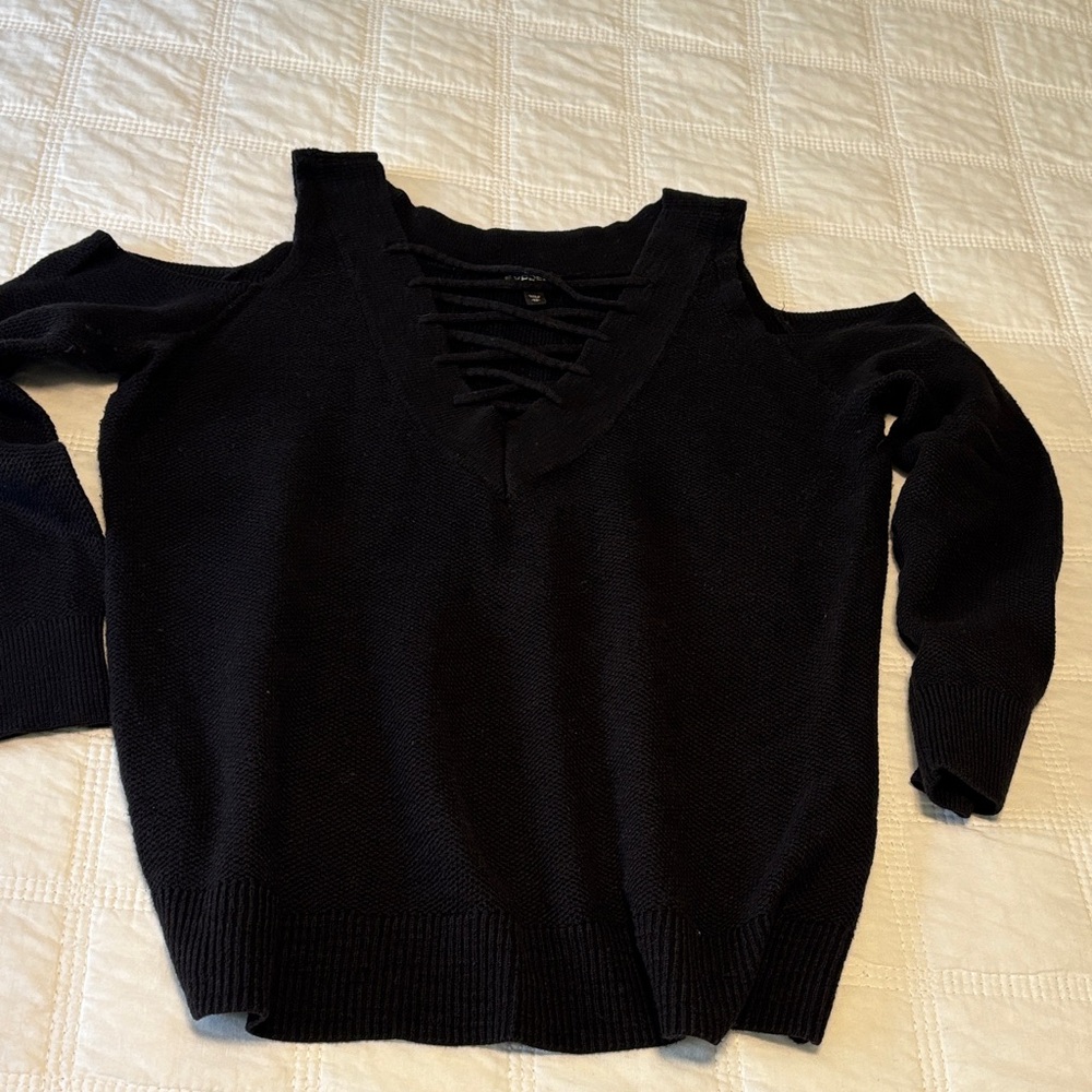Express Black Off-the-Shoulder Sweater
